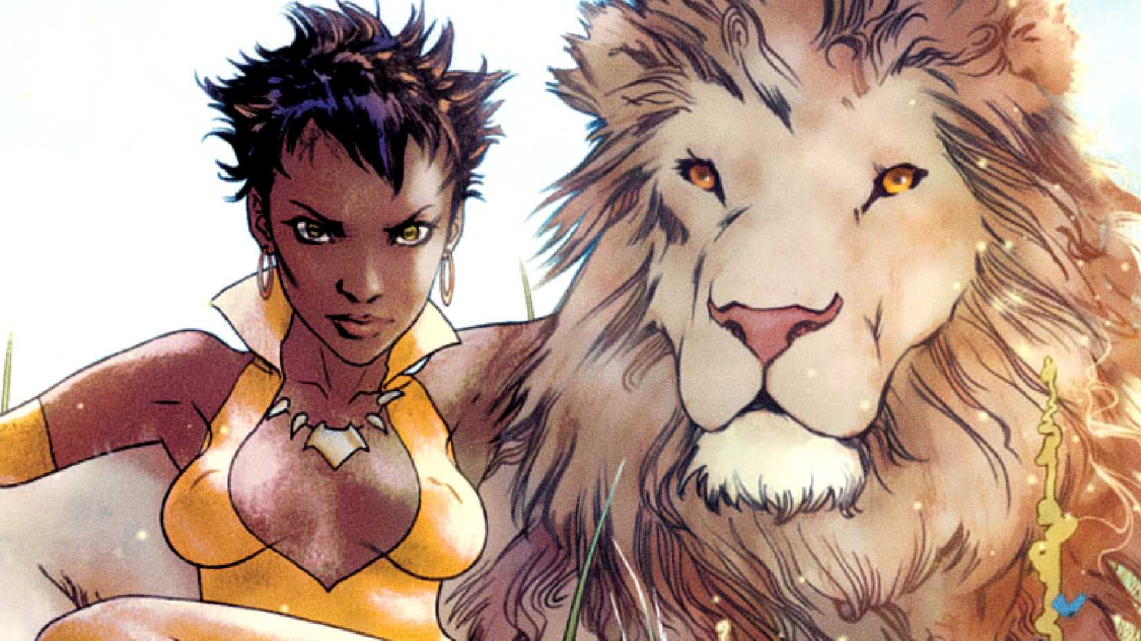 Vixen sits with a lion