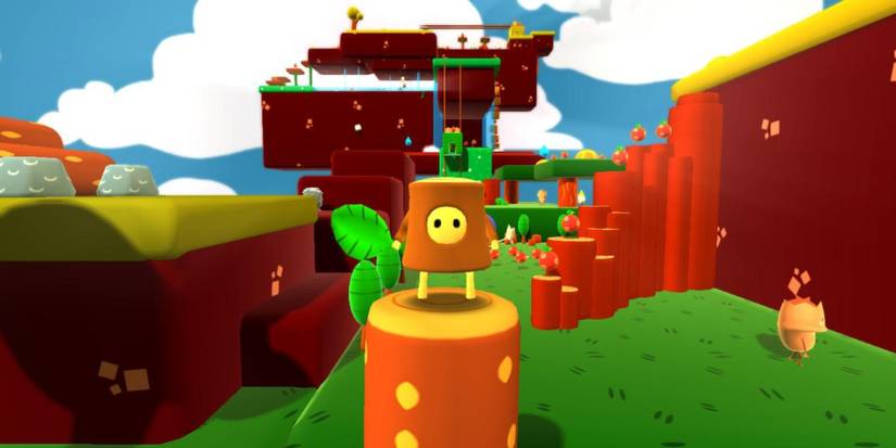 The main character in Woodle Tree Adventures stands on a platform