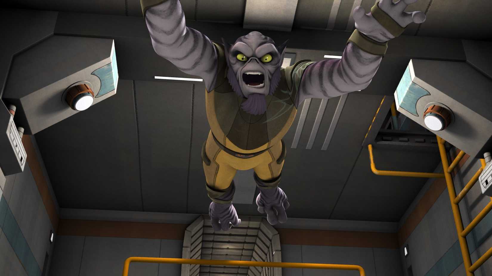 zeb angrily leaping in star wars rebels season 1 episode 4