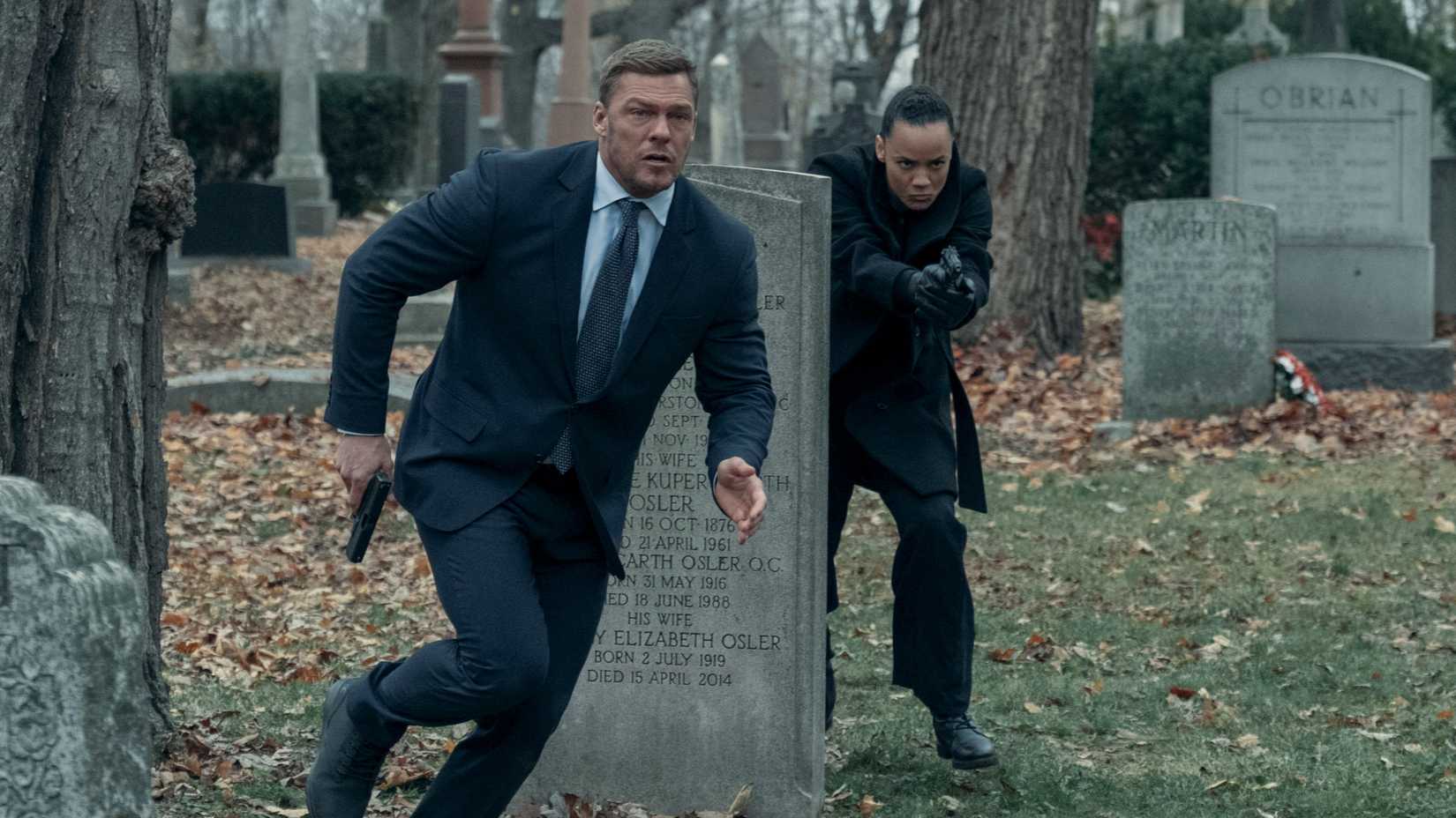 Alan Ritchson’s Jack Reacher and Maria Sten’s Neagley fighting bad guys in Reacher season 2