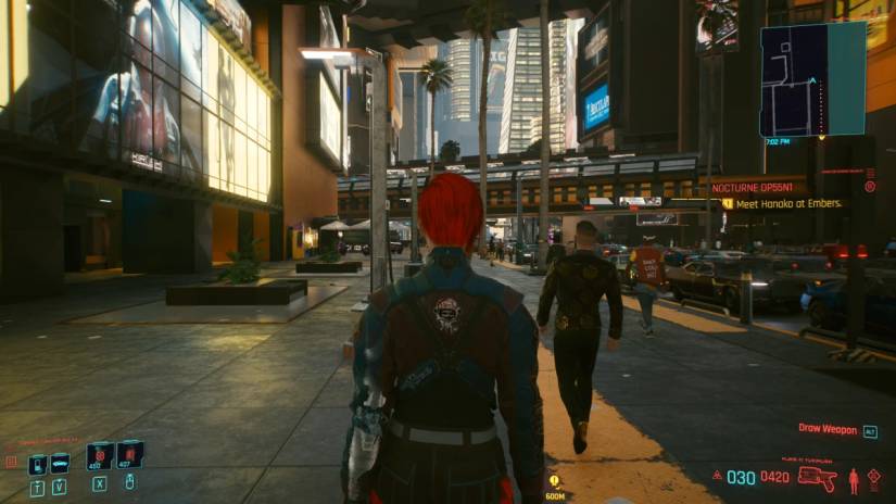 Image shows a Cyberpunk 2077 third person mod