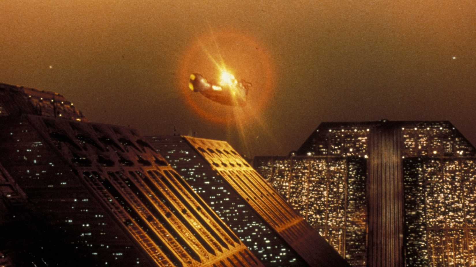 A futuristic cityscape in Blade Runner