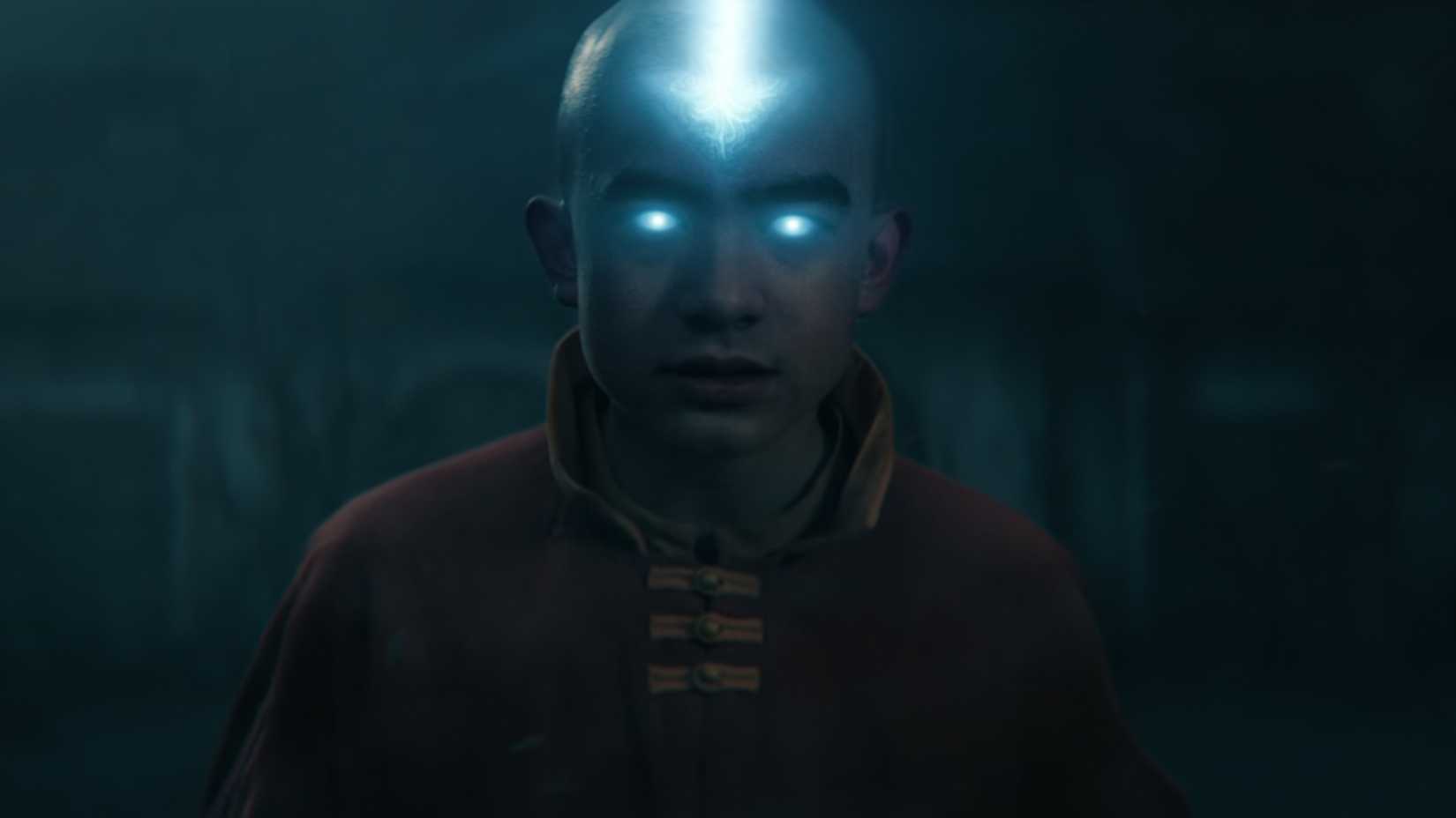 Aang entering the Avatar State in Netflix's Avatar The Last Airbender