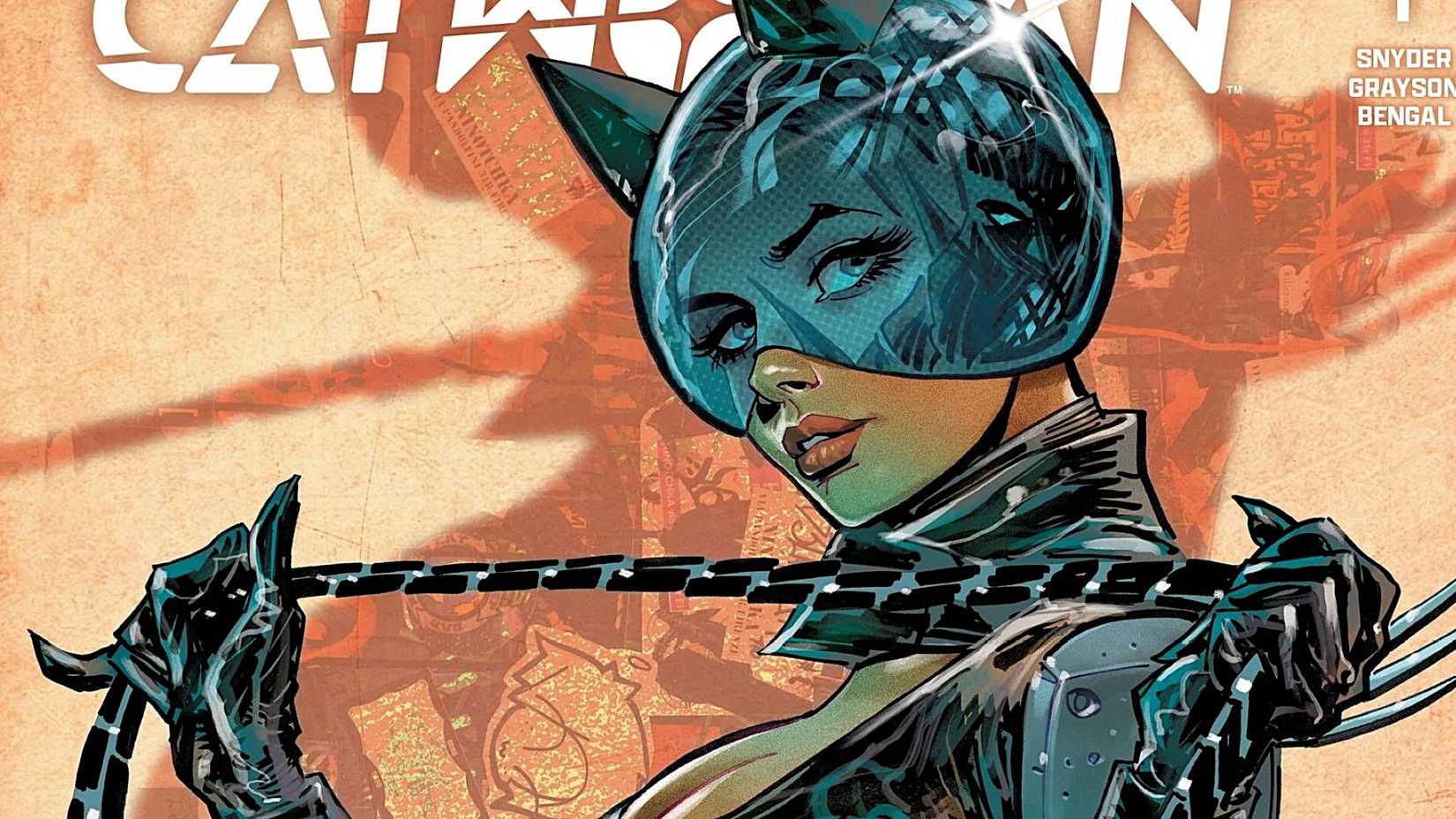 Absolute Catwoman cover art with Batman refelcted 