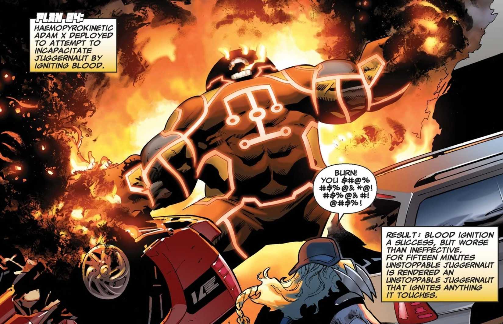 adam-x uses his powers on juggernaut in x-men comics
