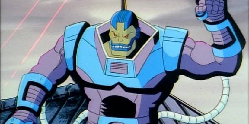 Apocalypse chaking his fist on a rooftop in X-Men the Animated Series