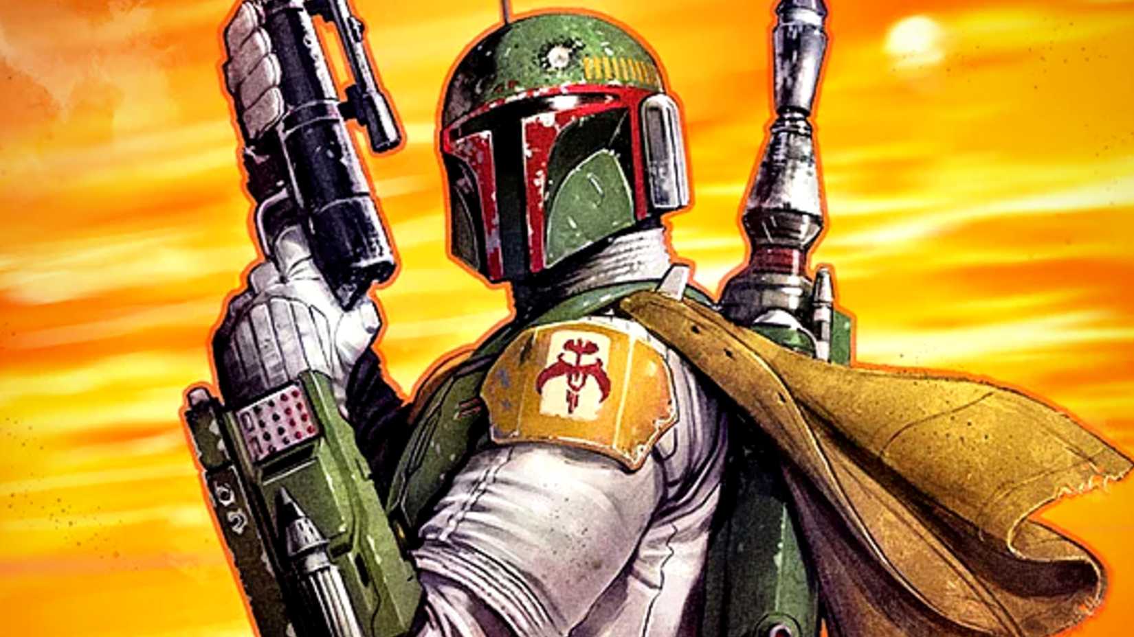 Boba Fett prepares his weapons for battle in Marvel's Star Wars art