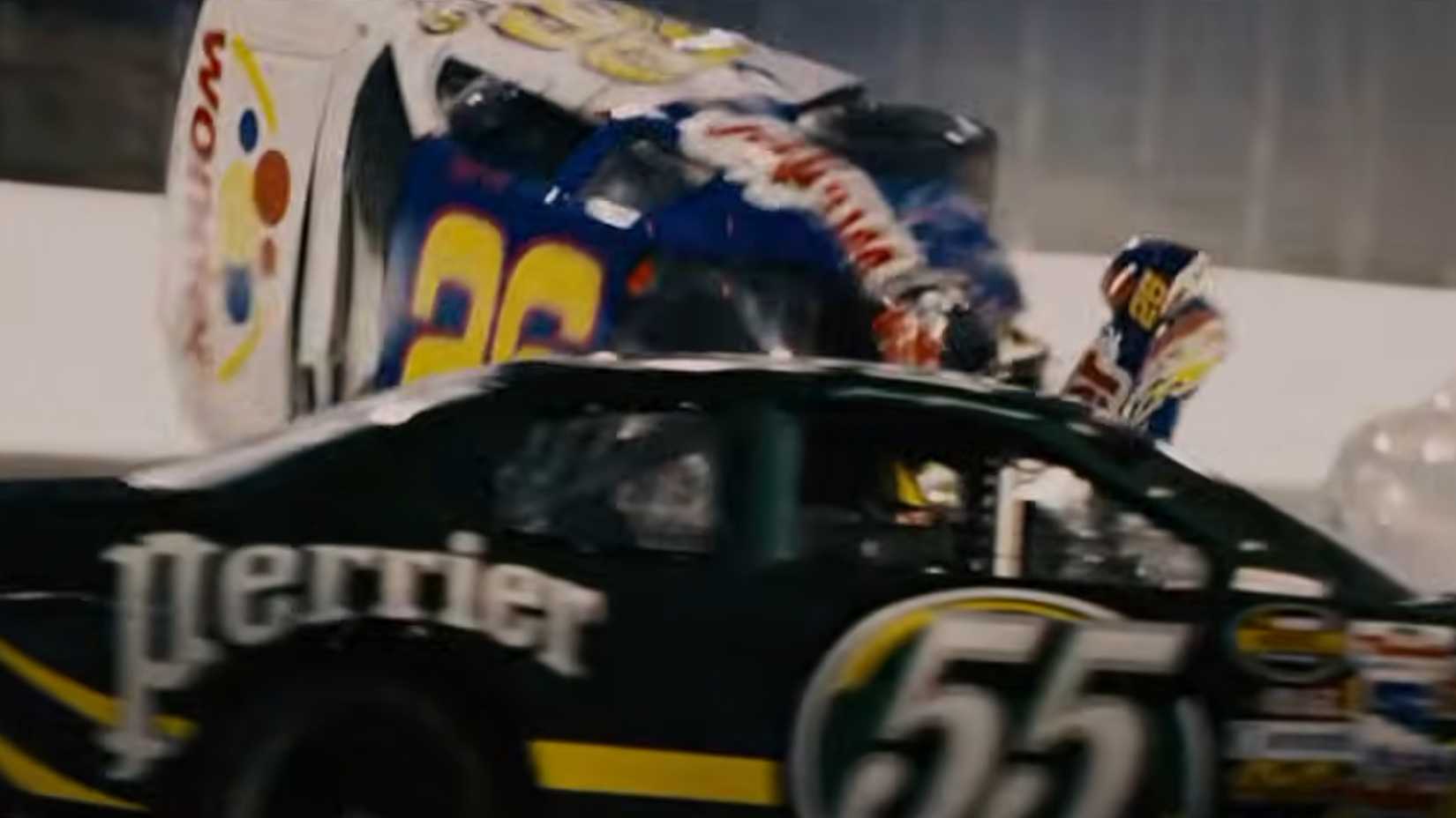 Bobby (Will Ferrell) crashes his car in Talladega Nights