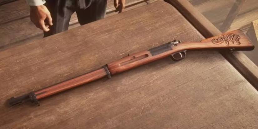 Bolt Action Rifle on a table Red Dead Redemption