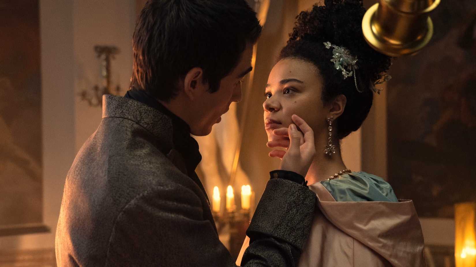 Charlotte and George in Queen Charlotte: A Bridgerton Story.