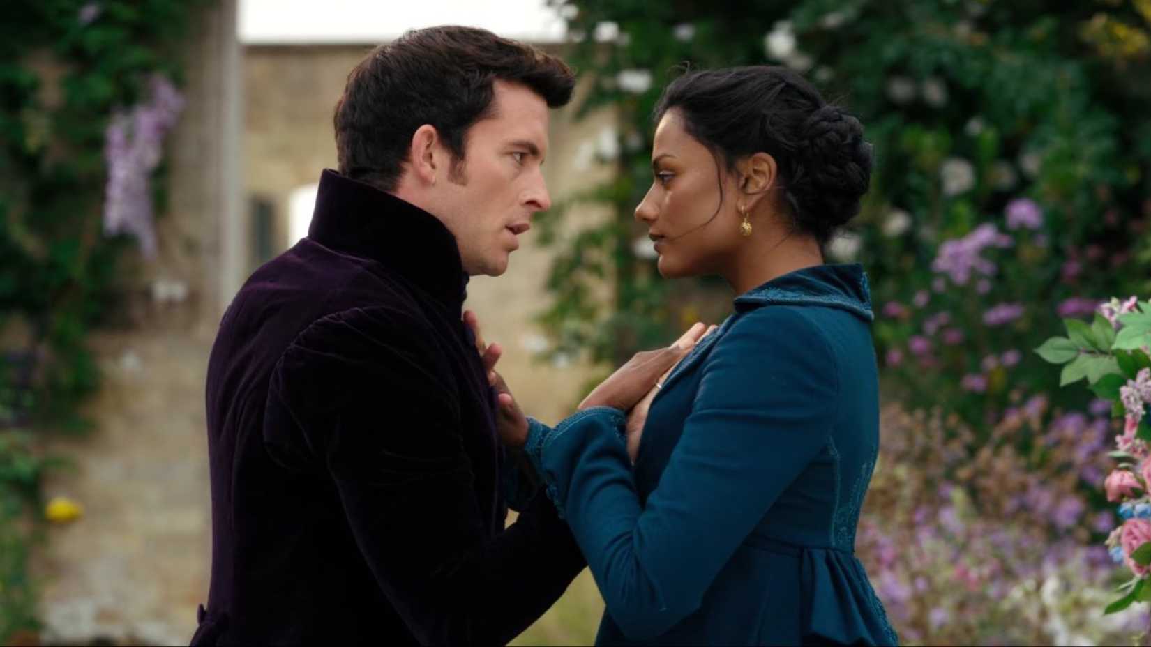 Anthony feels Kate's heartbeat in Bridgerton season 2.