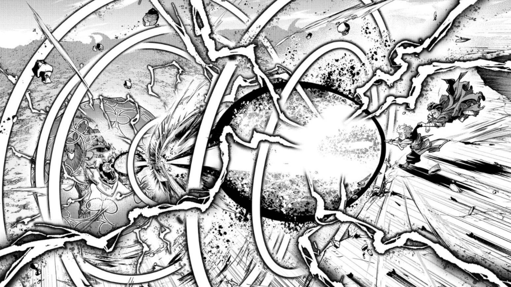 Cannon Master like Demon Slayer and Attack on Titan two-page spread