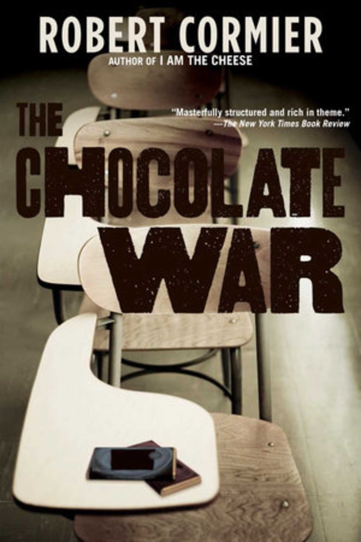 Chocolate War book cover, empty school desk