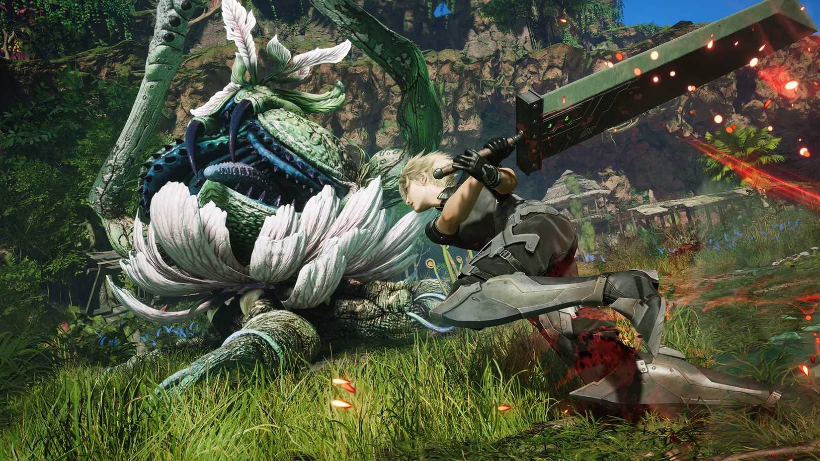 Cloud attacking an enemy in final fantasy 7 revelation