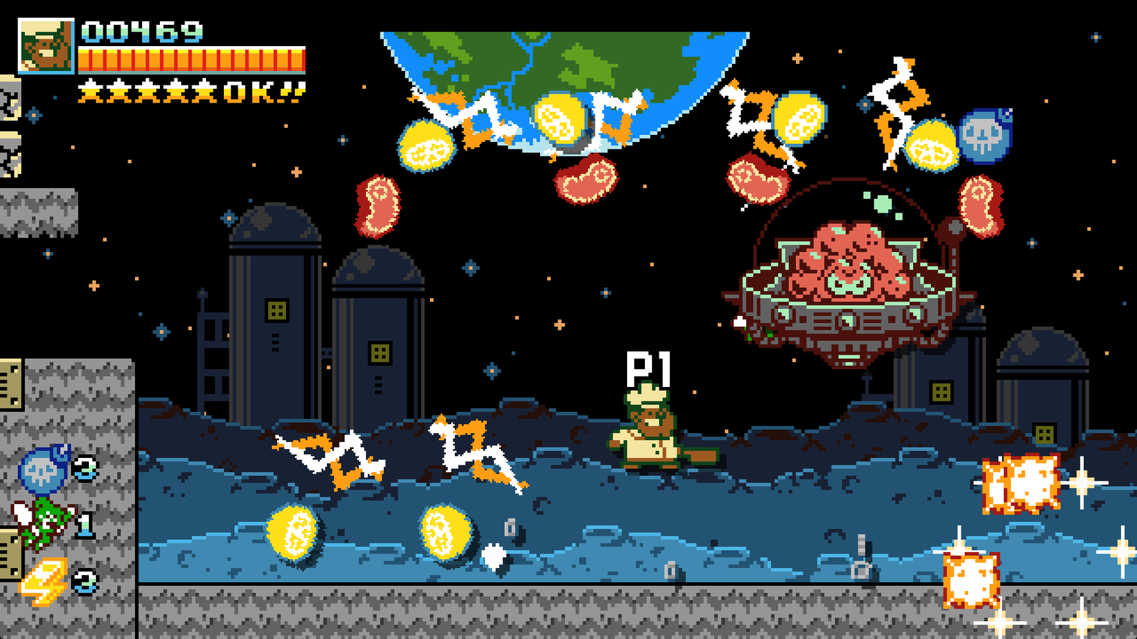 Confit takes on the UFO Moon boss in Dark Scrolls