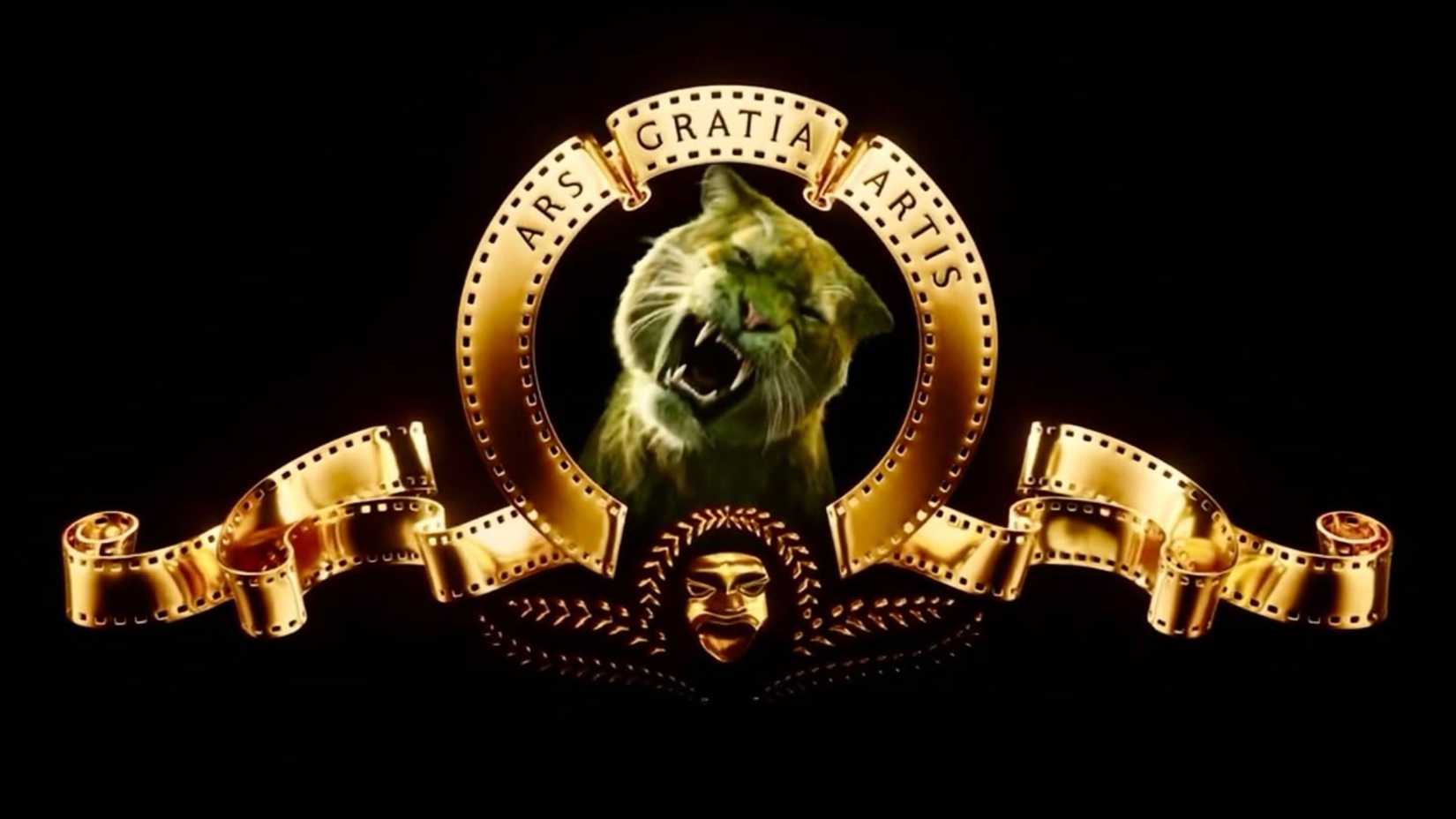 Logotipo clássico da MGM com leão rugindo durante abertura de filmes e produções cinematográficas