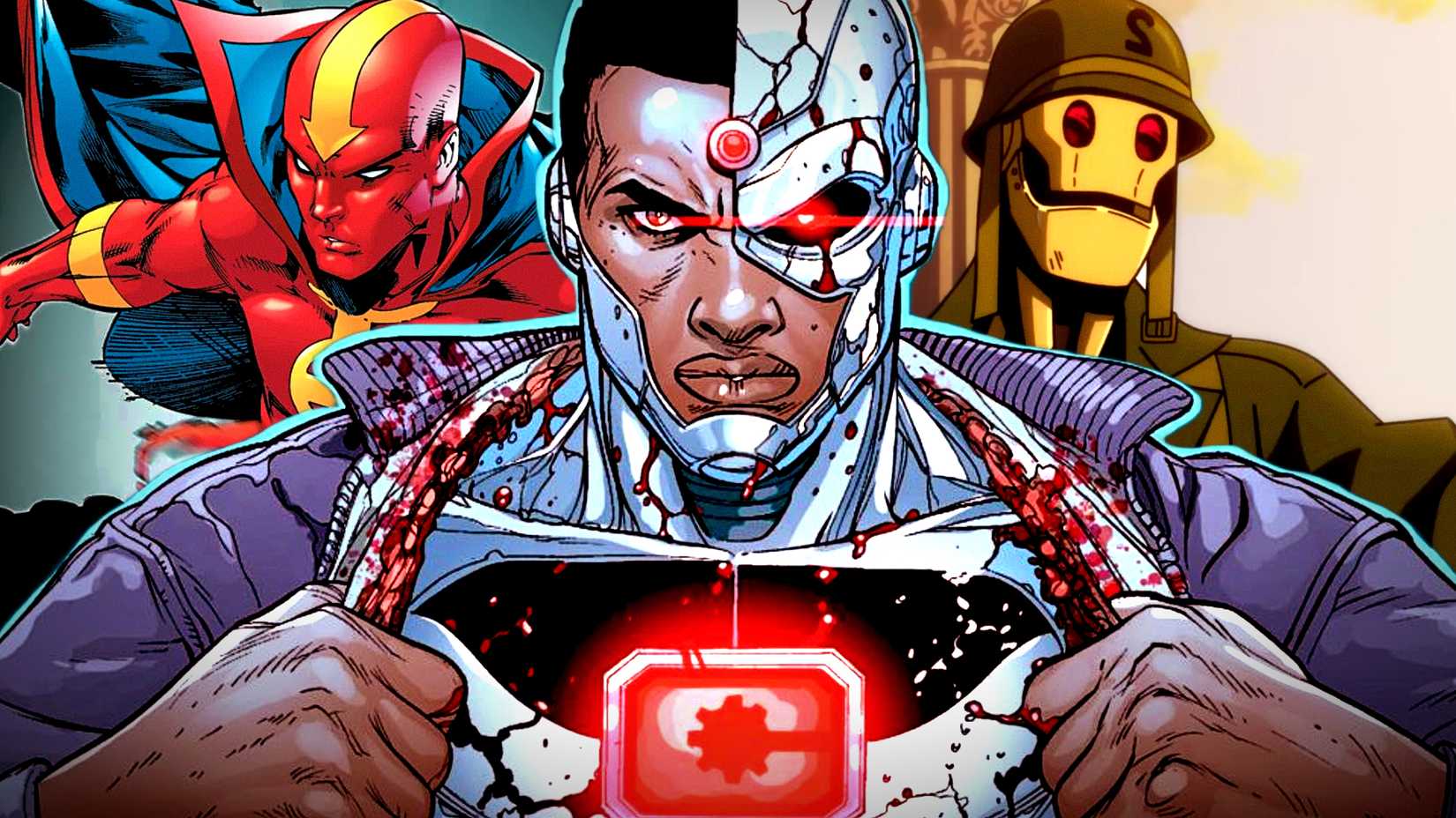 Cyborg leads a team of DC Comics robots with Red Tornado and GI Robot