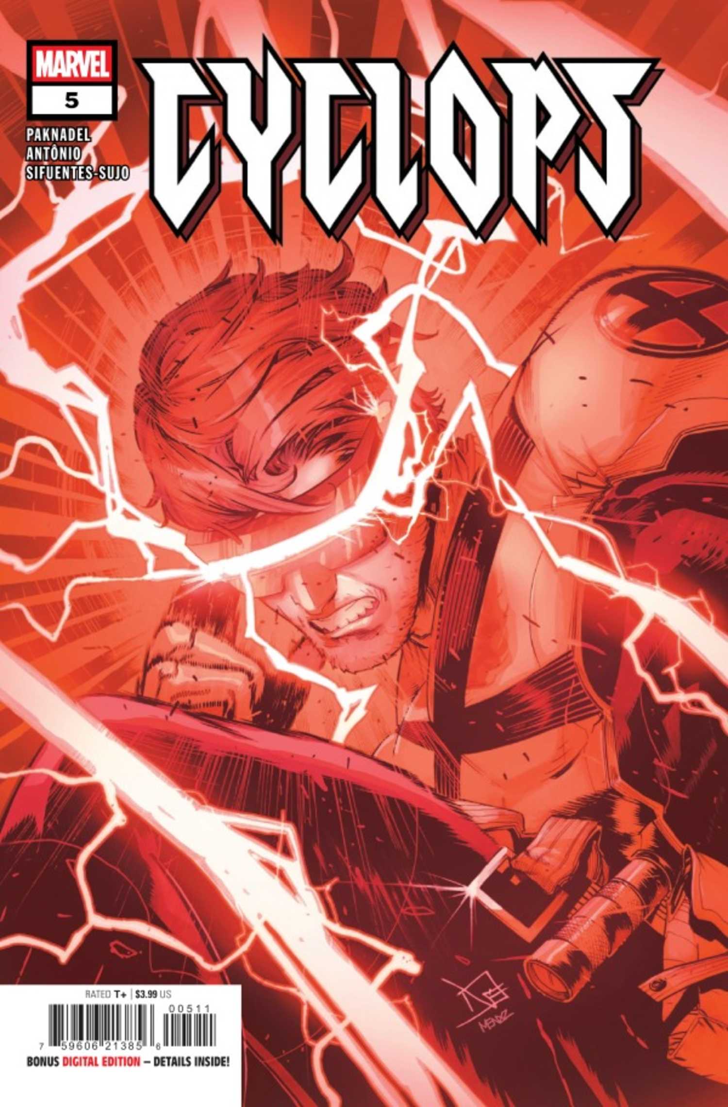 Cyclops #5 cover, Cyclops surging with red energy