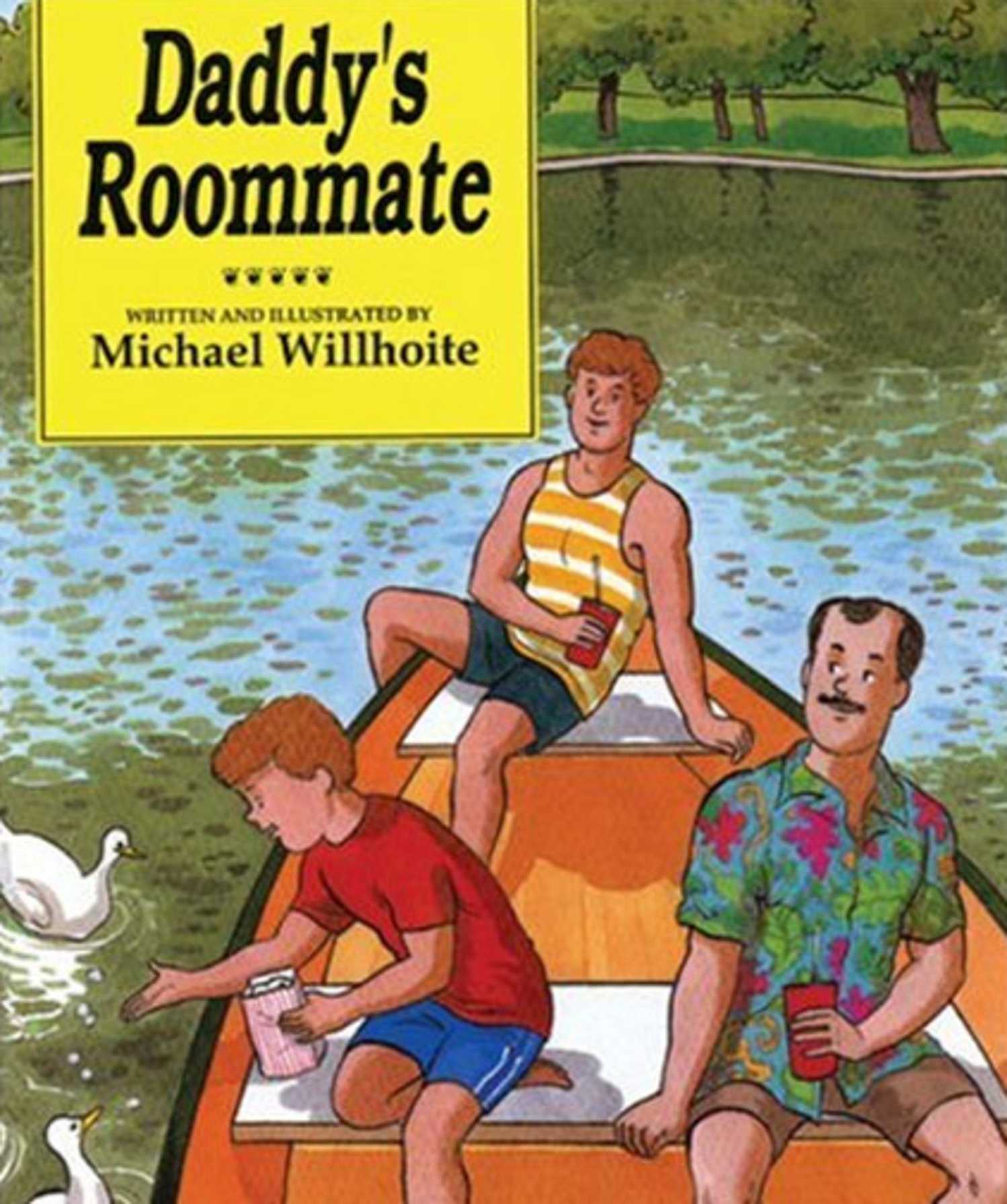 Daddy's Roommate book cover, family on a boat