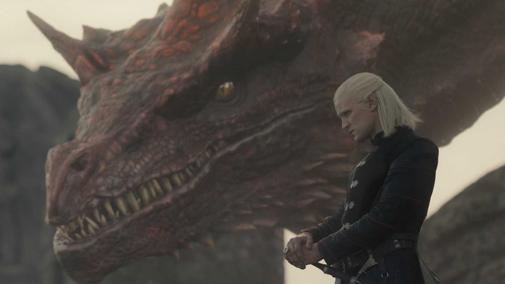 Daemon stood next to Caraxes in House of the Dragon
