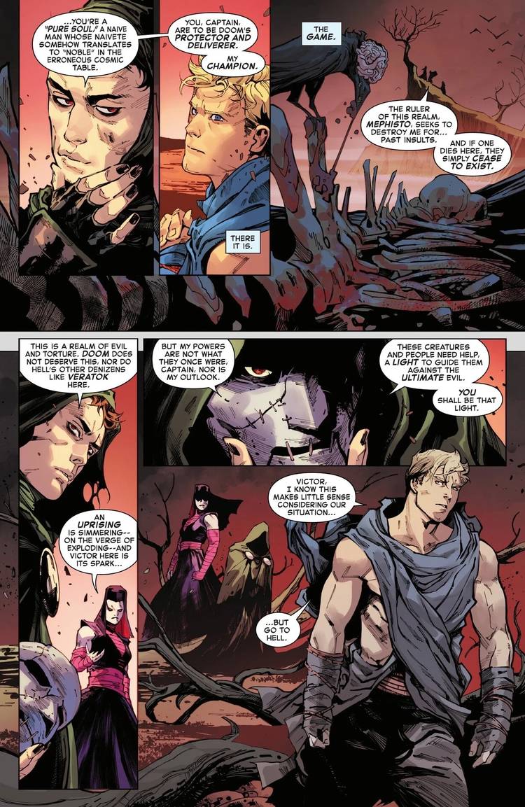 Doctor Doom puts on his mask in Hell