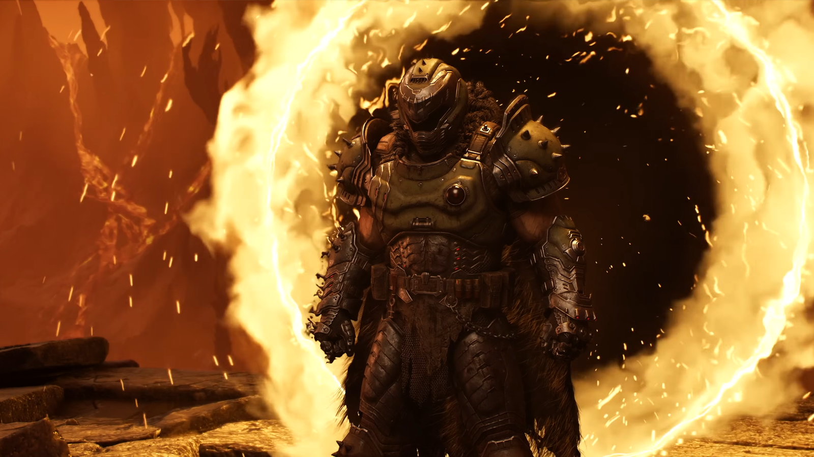 DOOM The Dark Ages Slayer coming out of a portal