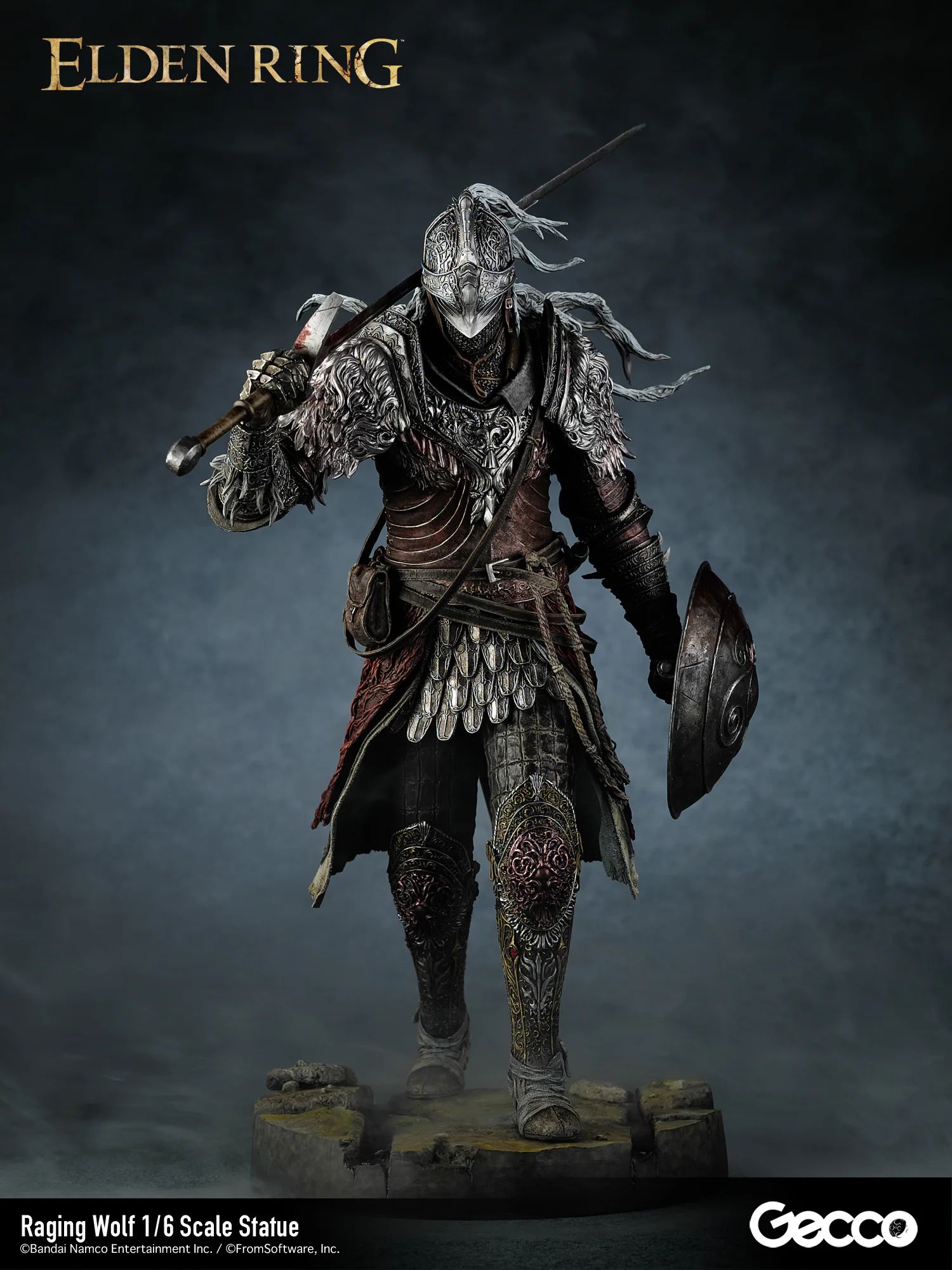 Image shows the official Raging Wolf statue