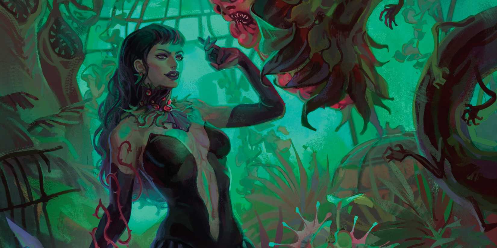 Dark Lord Ivana Boritsi touches a deadly plant in Dungeons and Dragons.