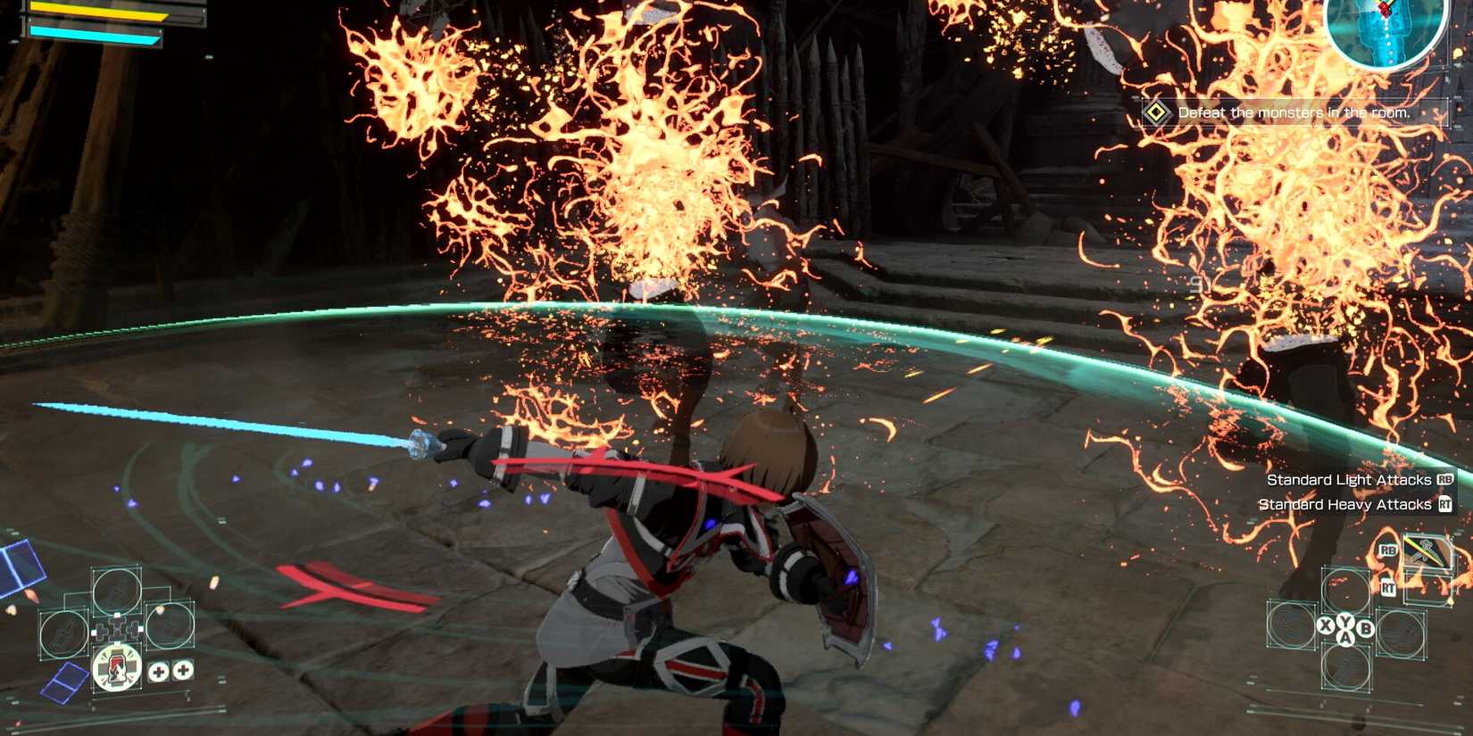 A character fights monsters with a sword in Echoes of Aincrad.