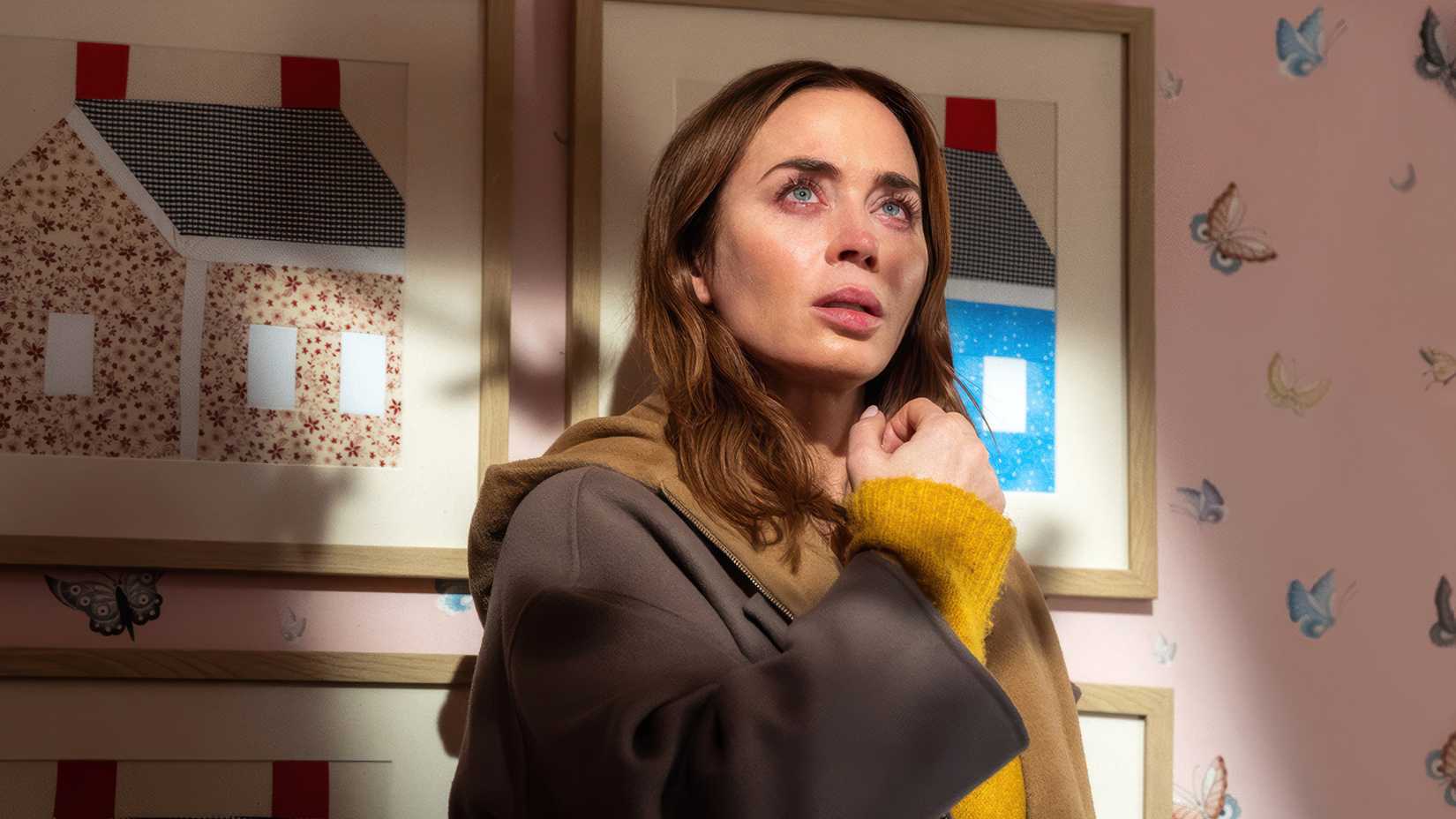 Emily Blunt looking emotional in Disclosure Day