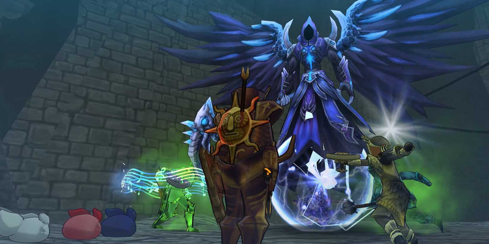 Heroes face a hooded boss in Eterspire.
