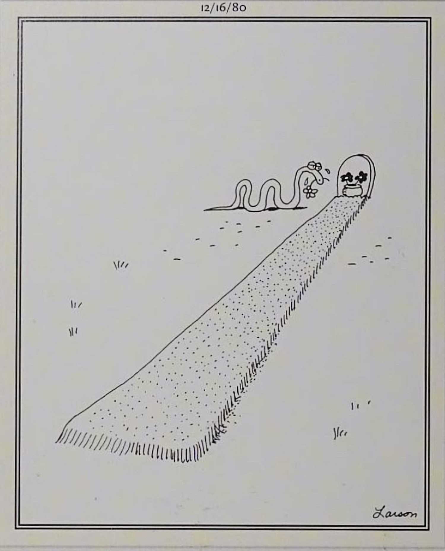 Far Side, December 16, 1980, a snake grave