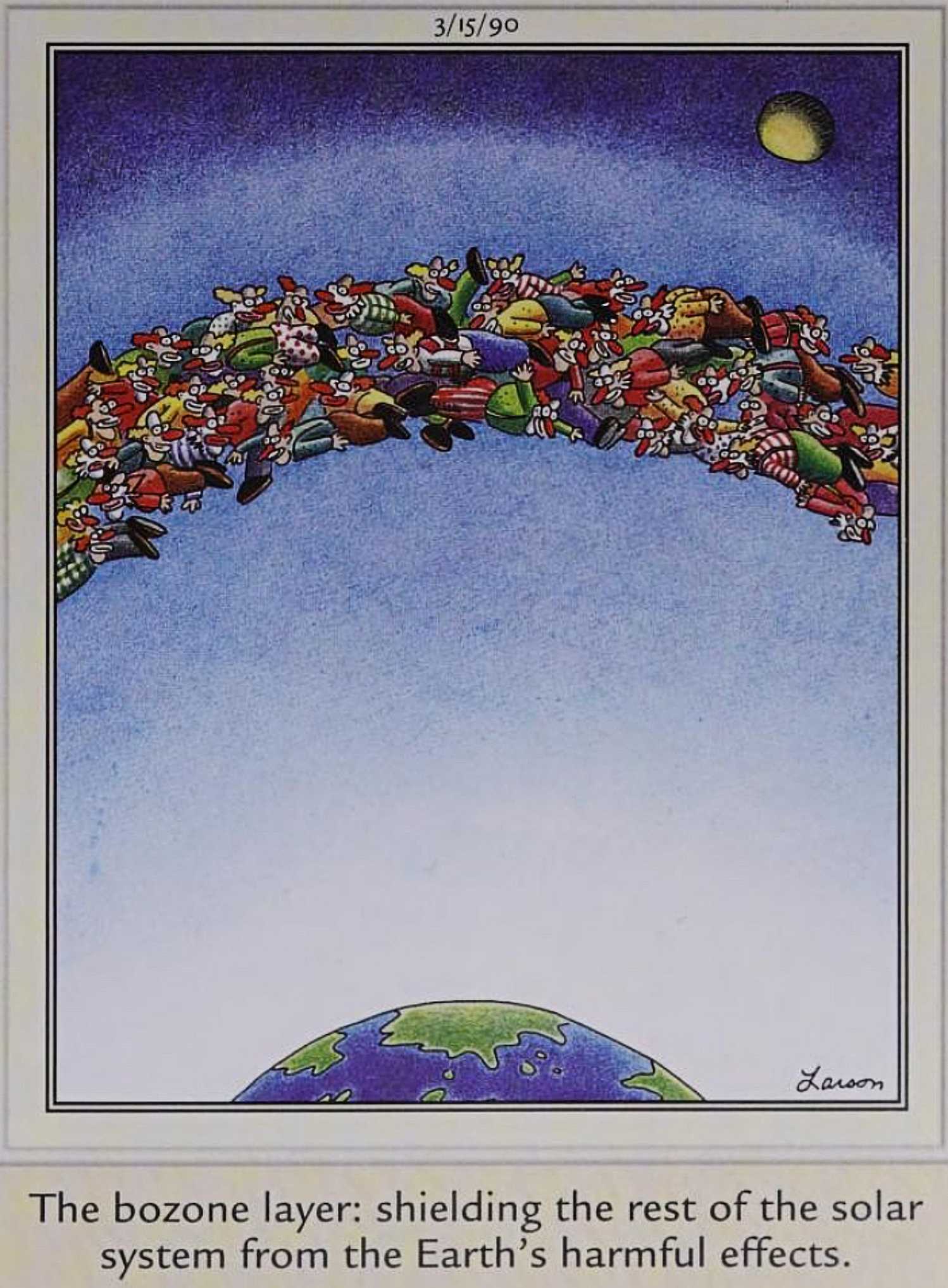 Far Side, March 15, 1990, the 'bozone layer'