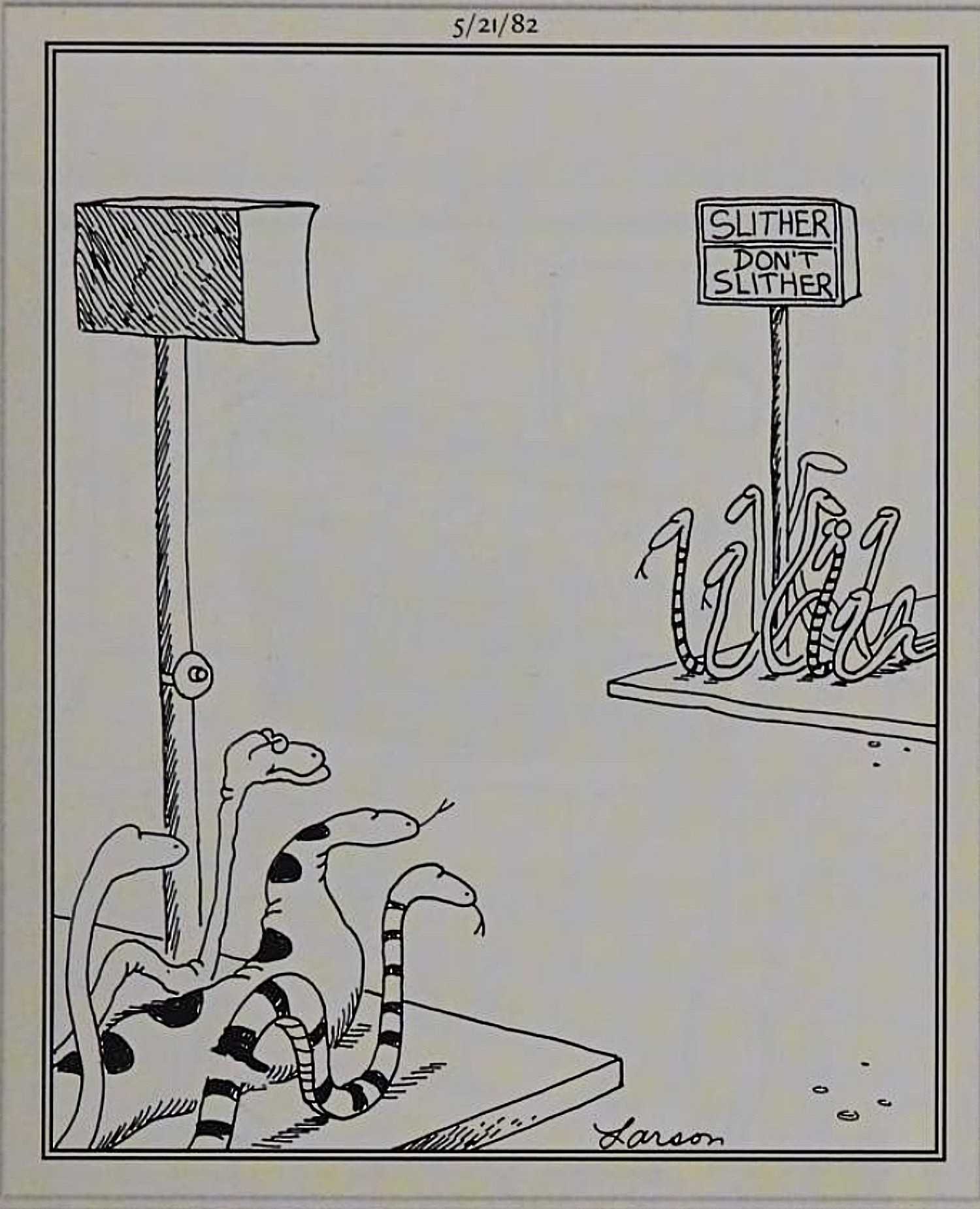 Far Side, May 21, 1982, snake crosswalk