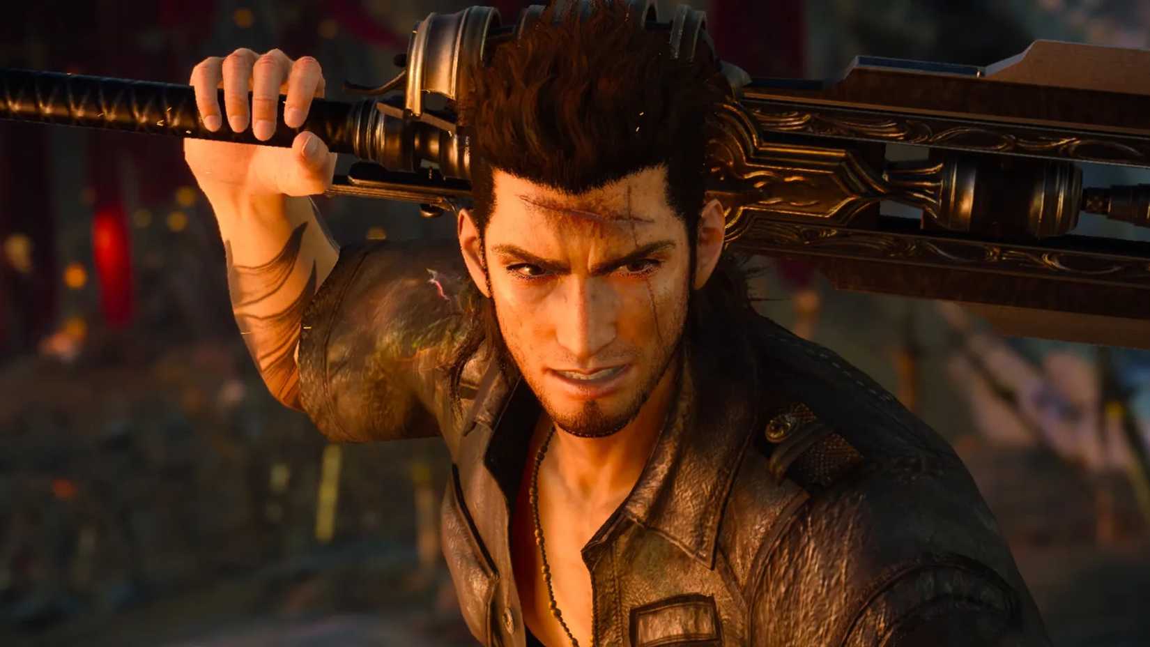 Gladiolus holding a sword in Final Fantasy 15.