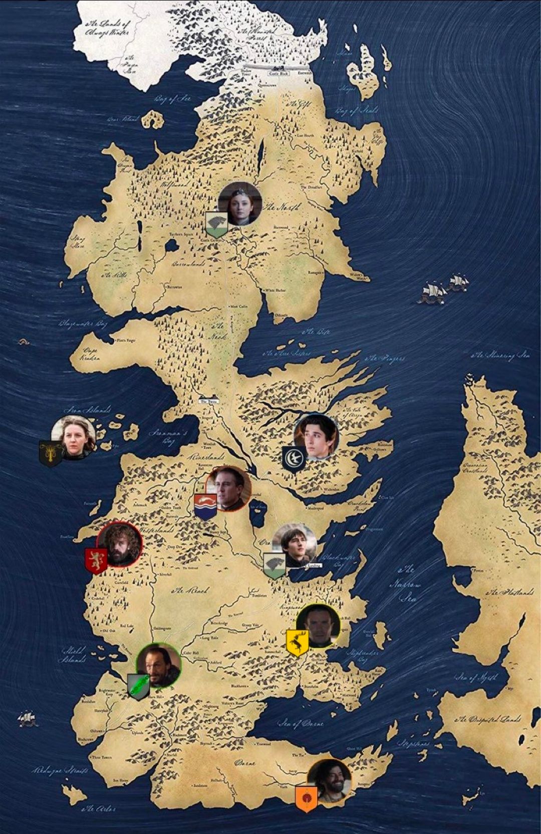 Mapa de Westeros e os novos lordes