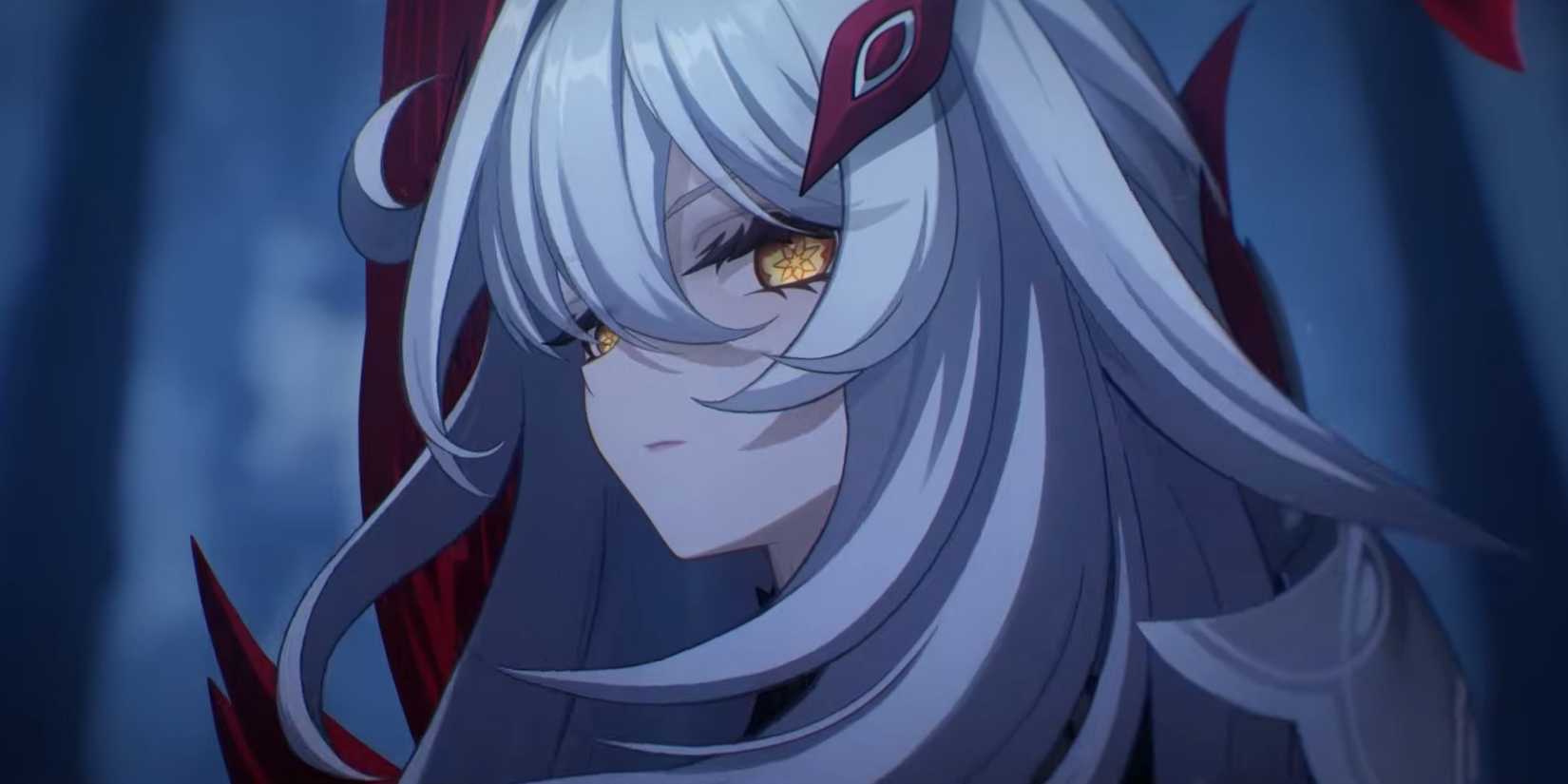 Ronova looks sideways in Genshin Impact.
