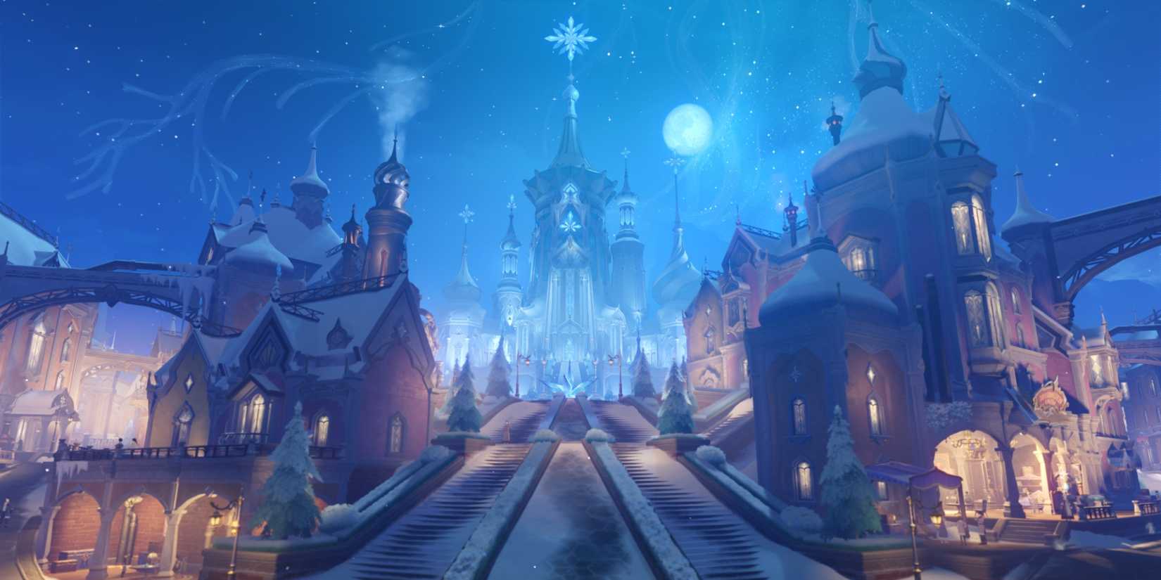 The castle in Snezhnaya's capital cit in Genshin Impact.