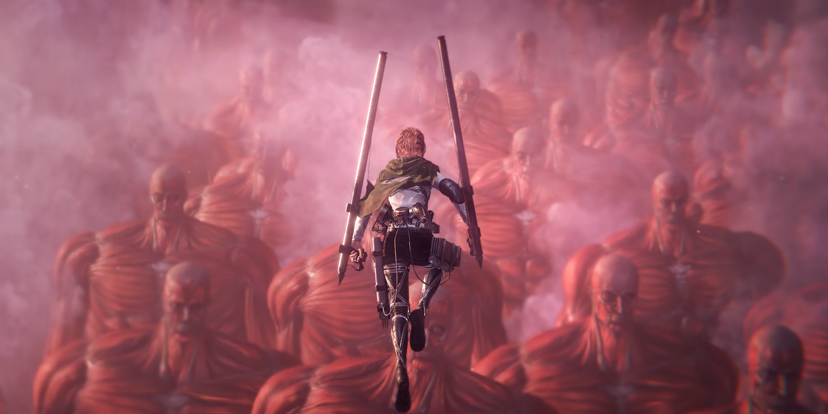 Hange overlooking wall titans in AOT3