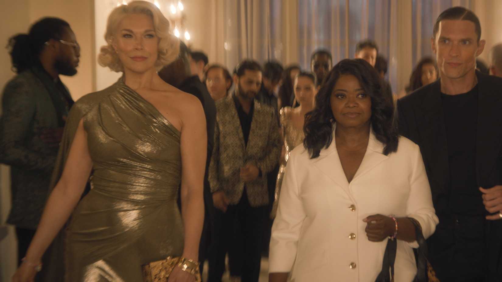 Hannah Waddingham, Octavia Spencer, and Ed Skrein walking in Ride or Die