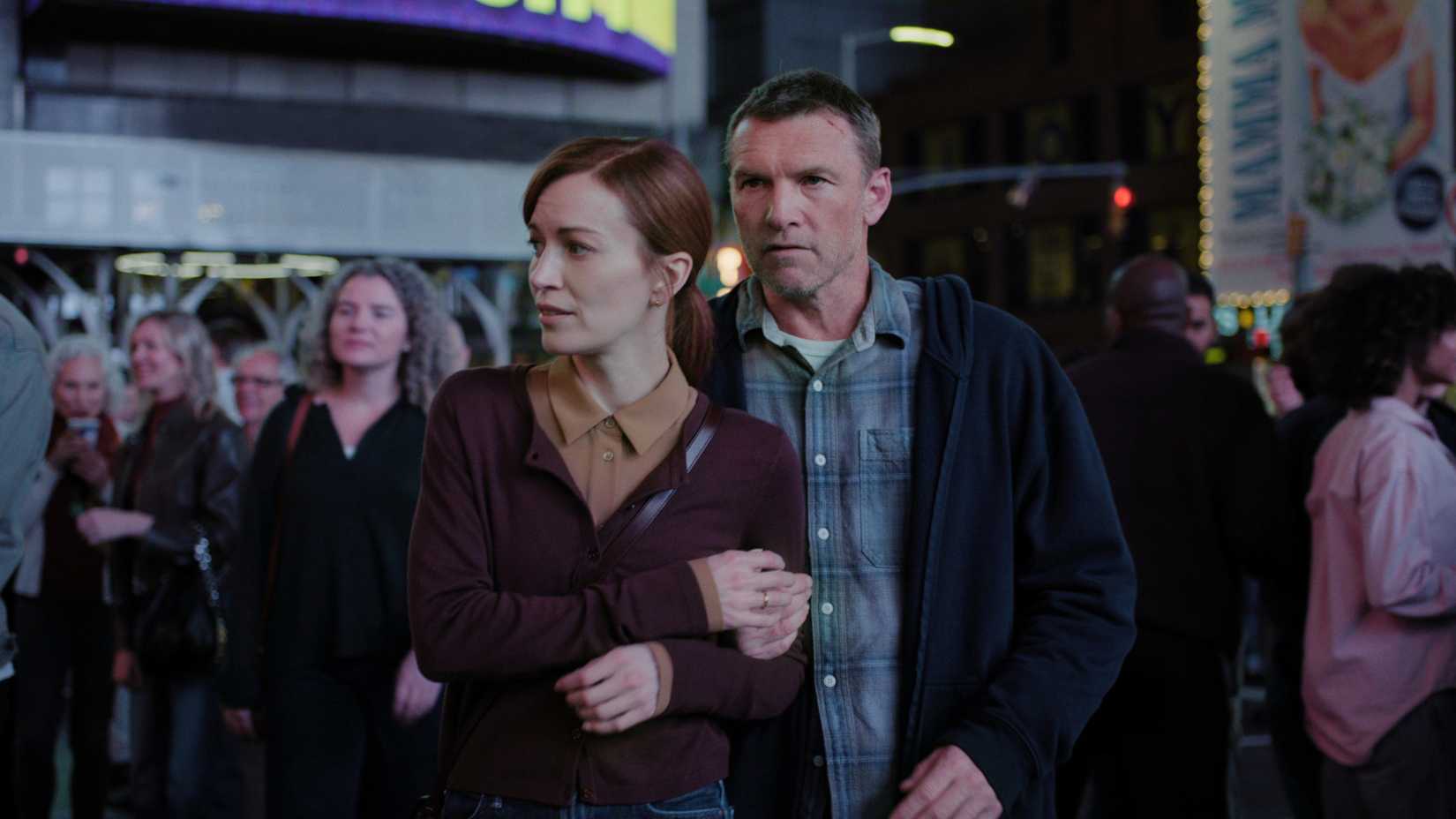 Britt Lower and Sam Worthington in Netflix's I Will Find You