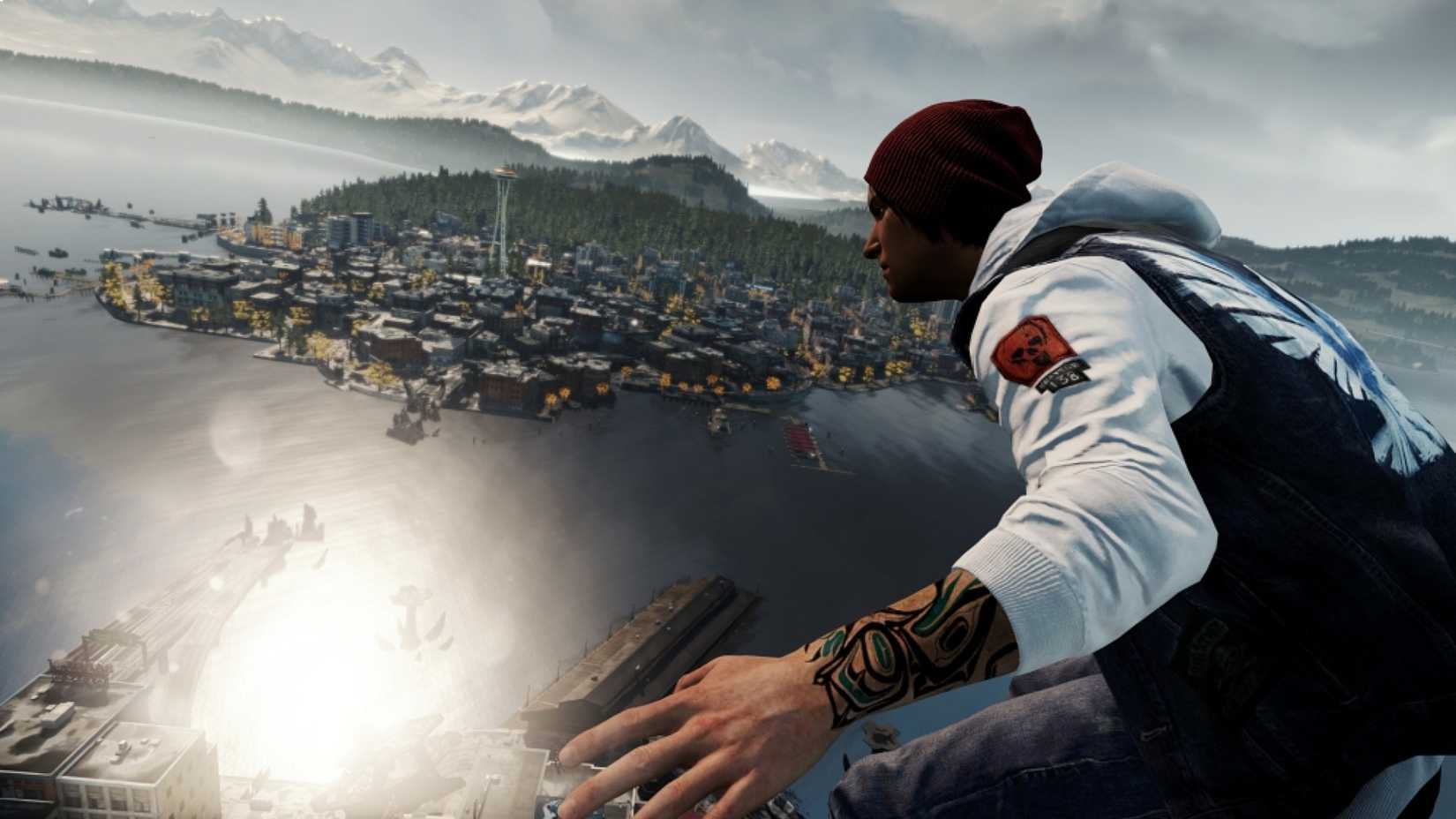 Delsin overlooking the city in Infamous Second Son.