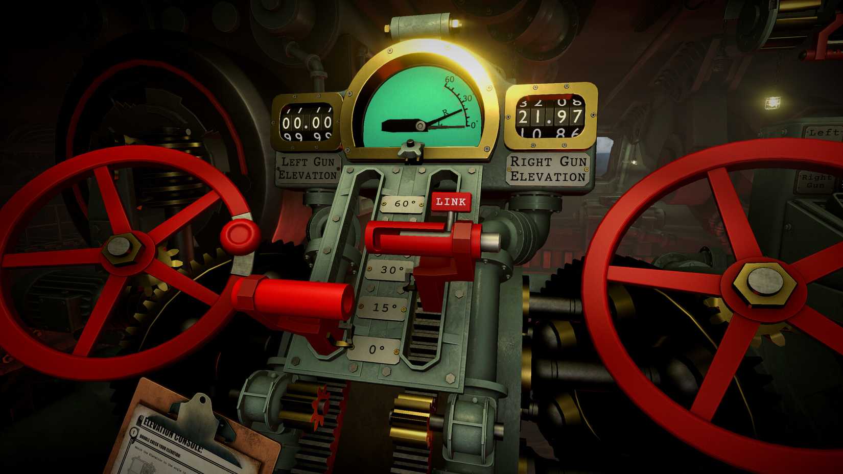 Iron nest Heavy Turret Simulator controls and levers
