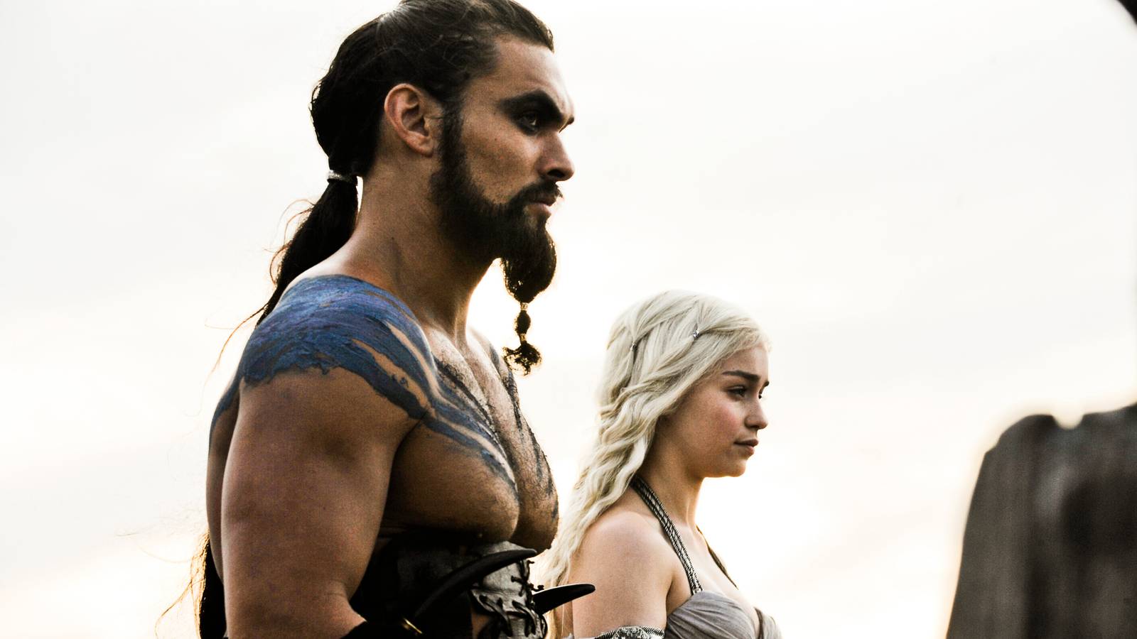 Jason Momoa and Emilia Clarke in season 1 of Game of Thrones