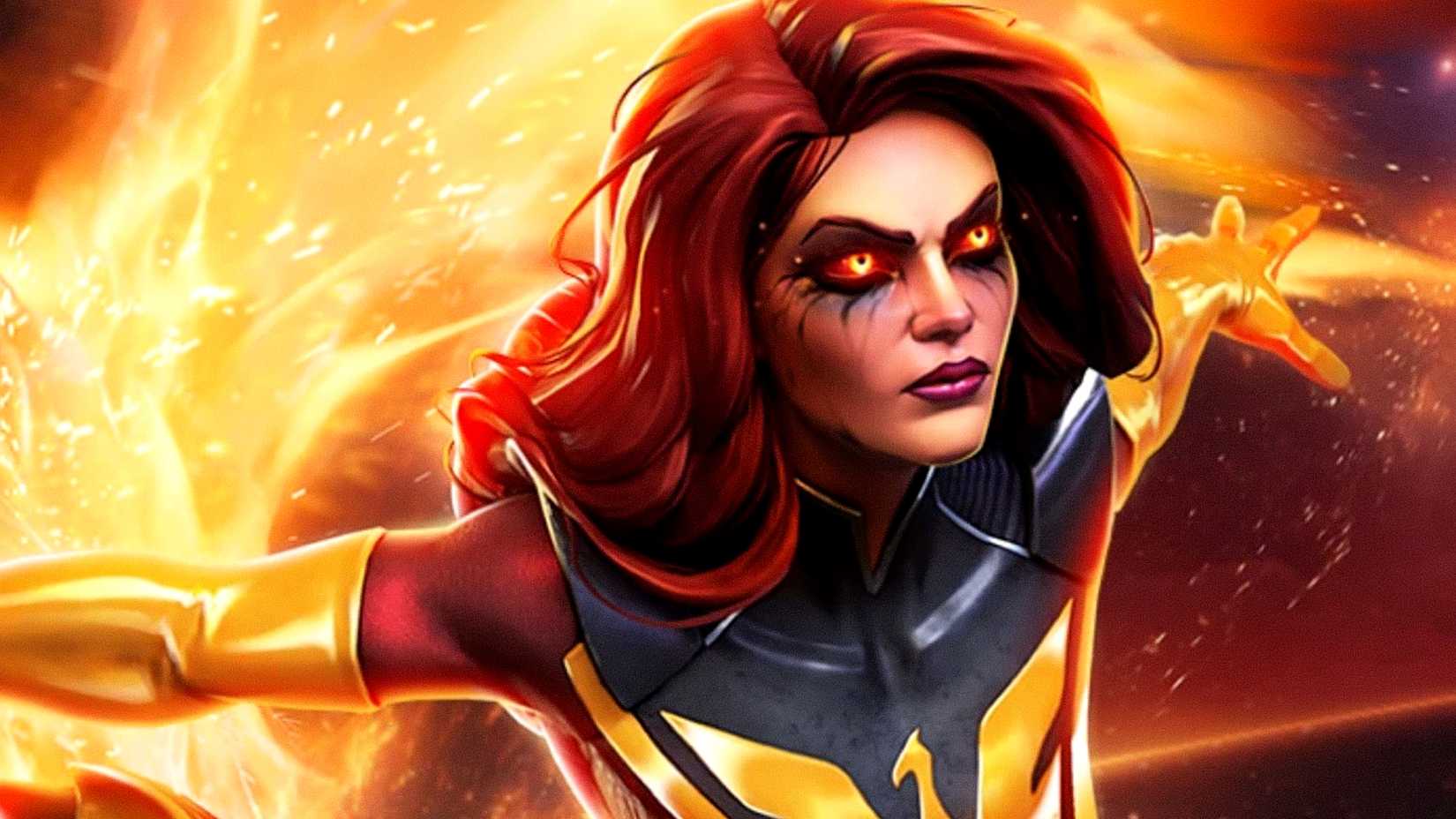 Jean Grey flies as the Dark Phoenix in Marvel Contest of Champions art