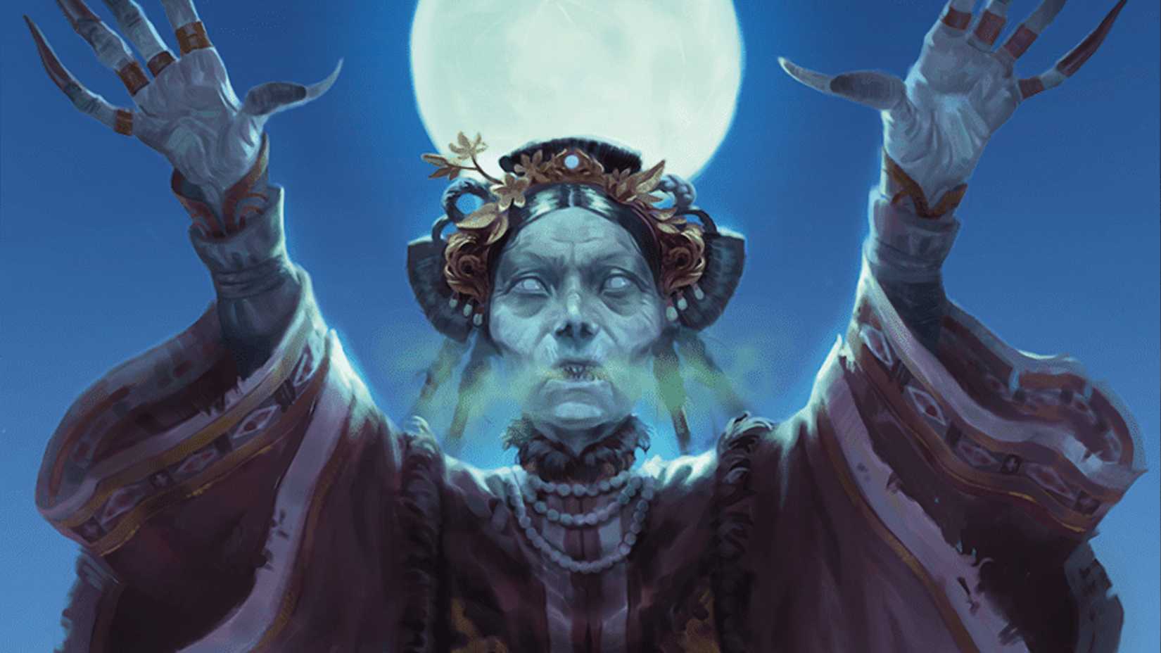 A Jiangshi in front of the moon in D&D