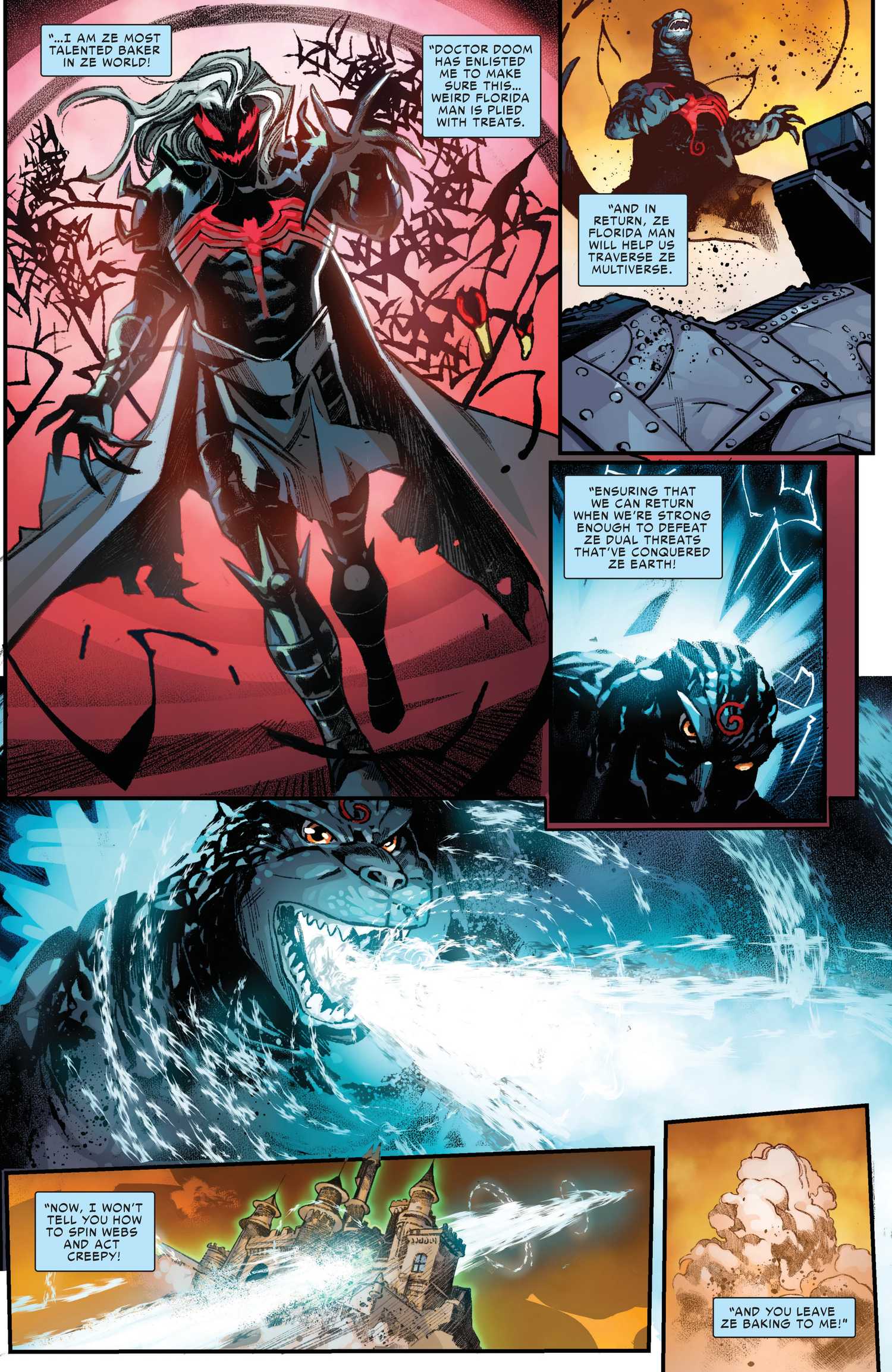 Knull and Godzilla attack Latveria in Godzilla Infinity Roar #5