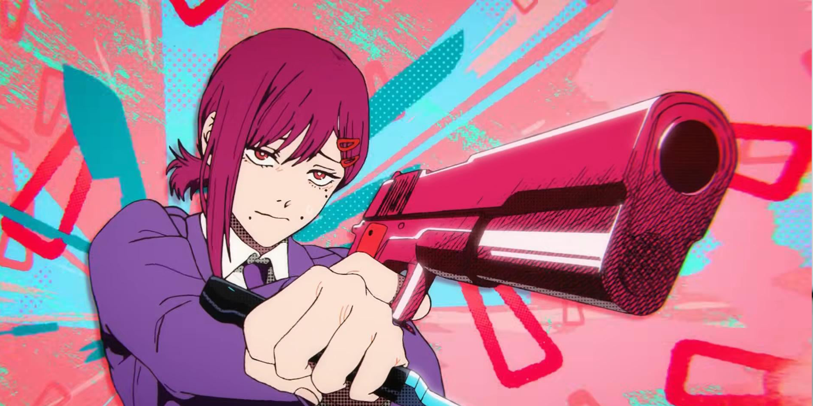 Kobeni holding a gun from Chainsawman mobile game ad-1