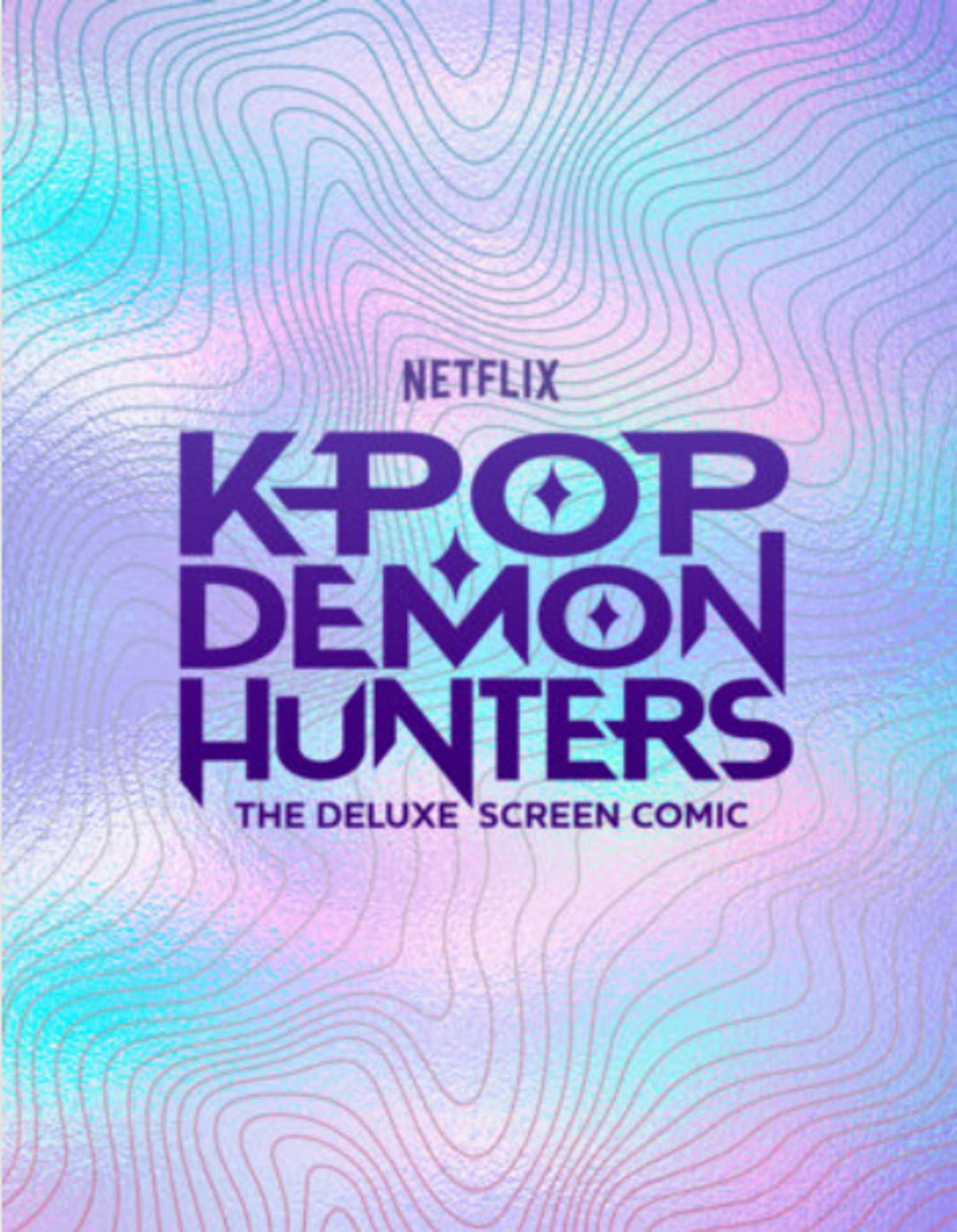 A glittering book cover for the upcoming KPop Demon Hunters comic. Only waves and the title are shown.