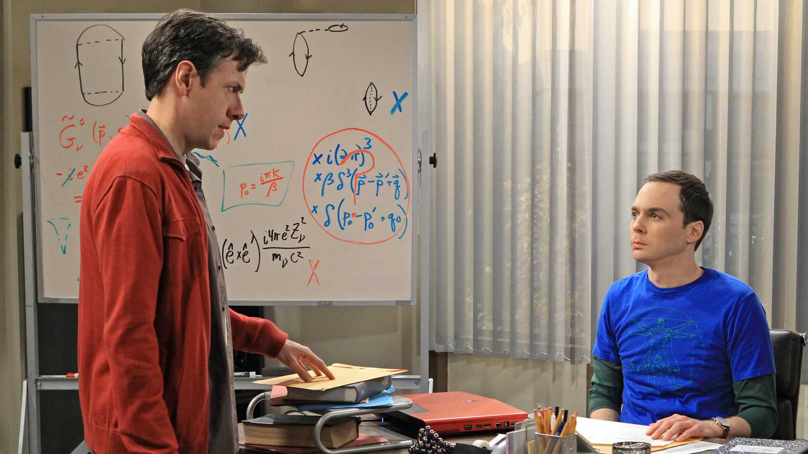 Kripke scolding Sheldon in his office in The Big Bang Theory